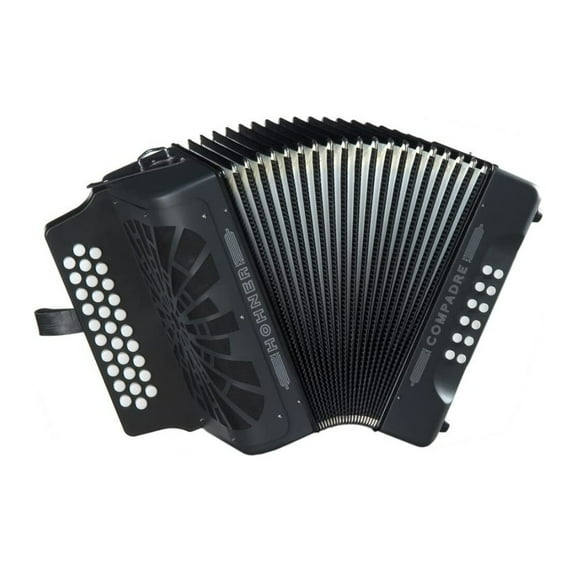 Hohner Compadre E, A, D 3-Row Diatonic Accordion (Black) with Gig Bag