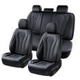 thumbnail image 1 of Juego completo de fundas para asientos de coche Coverado, de piel impermeable, color negro, 1 of 9