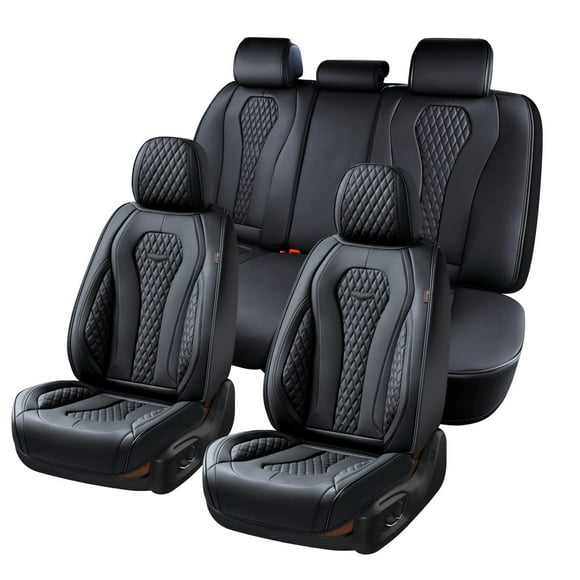 Juego completo de fundas para asientos de coche Coverado, de piel impermeable, color negro