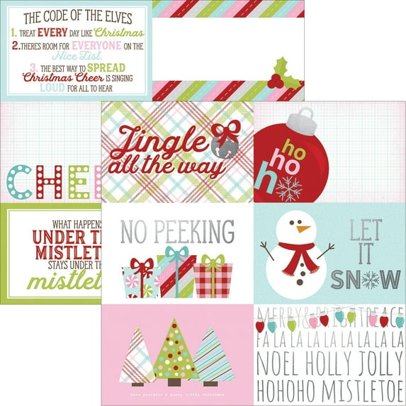 Mistletoe Kisses Foil Double-Sided Elements Cardstock 12"X12-4"X6" Horizontal Journaling Cards