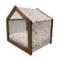 thumbnail image 2 of Christmas Pet House, Vintage Xmas Theme Hearts Jingle Bells Deer Floral Details, Outdoor & Indoor Portable Dog Kennel with Pillow and Cover, 5 Sizes, Petrol Blue Brown, by Ambesonne, 2 of 5