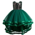 thumbnail image 2 of Wavsuf Flower Girls Dress Nets Bow Green Princess Dress Size 6-7 Years, 2 of 5