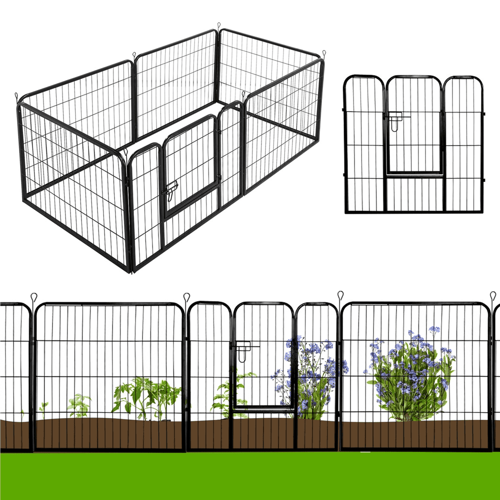 Yaheetech 24"H 24 Panels Heavy Duty Pet Playpen Dog Exercise Pen Cat Fence,Black