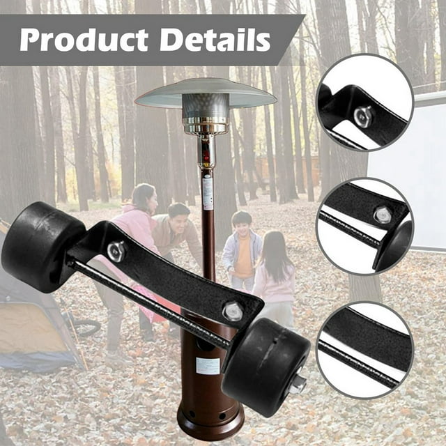 Ensemble Universel de Roues Chauffantes pour Patio, Roues Chauffantes pour Patio, Support + Roues Noires, Remplacement