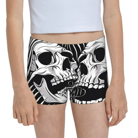 Pofeuu Psychedelic Skull Illusion Art Print Soft Cotton Girls Boyshort panties Toddler Underwear-Large