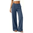 thumbnail image 5 of Women's Wide Leg Sweatpants Fashion Casual High Waist Loose Pocket Straight Solid Long Athletic Workout Pants, 5 of 6