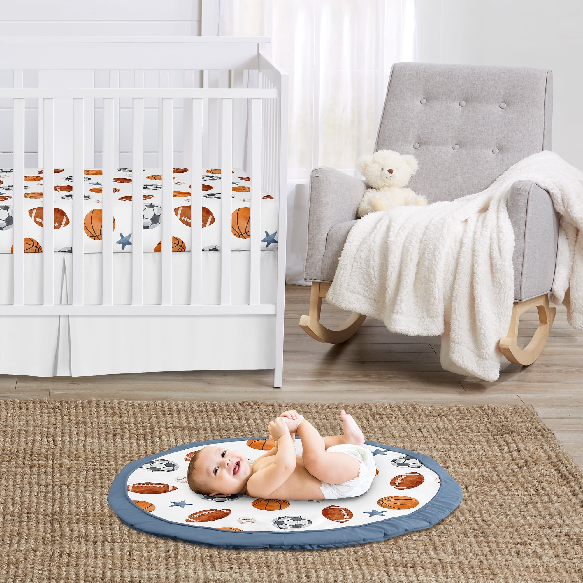 Sweet Jojo Designs Watercolor Sports Theme Multicolor Baby Play Mat