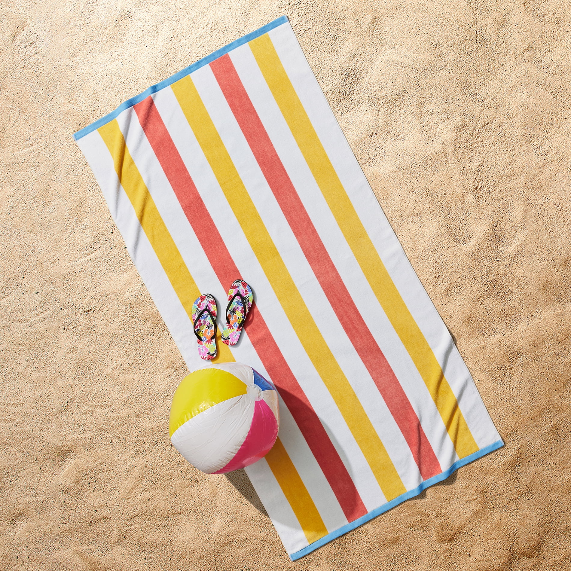 Better Homes & Gardens Cabana Stripe Oversized Beach Towel, 72" x 38", Pink and Yellow