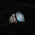 thumbnail image 3 of Roarsilver Natural Aquamarine Stone Silver Ring-Handmade Ring-Jewelry Gift For Him and Her-Mid Century Modern Rings | 9, 3 of 5