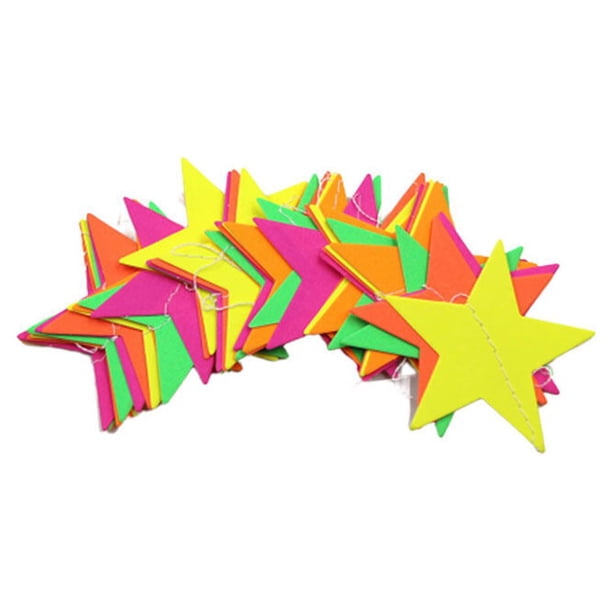 EeaseMX 1 guirnalda de papel fluorescente con forma de estrella redonda, colgante decorativo para casa, bar, boda, fiesta de cumpleaños (forma de estrella, aproximadamente 40 estrellas)