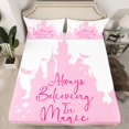 thumbnail image 2 of Manfei Fairy Tale Castle Twin Sheet Set,Always Believe In Magic Pink White,Ultra Soft Decor For Girls,3-Piece, 2 of 7