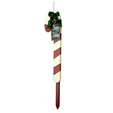 Holiday Time 32 Inch Holiday Wooden Candy Cane Yard Stake Decoration ...