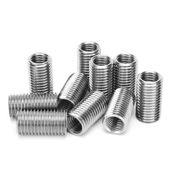 Lot de 10 303 Écrous de Réparation de Filetage en Acier Inoxydable avec M12 x 1.75 Femelle & M16 x 2 Filetages Mâles, Longueur 30mm Design Fendu pour Restauration de Trous de Filetage Endommagés dans l'Aviation, Automobile & Électronique