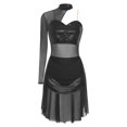 thumbnail image 3 of MSemis Women Modern Lyrical Dance Dress Single Sleeve Ballet Ballroom Dresses Black XL, 3 of 5