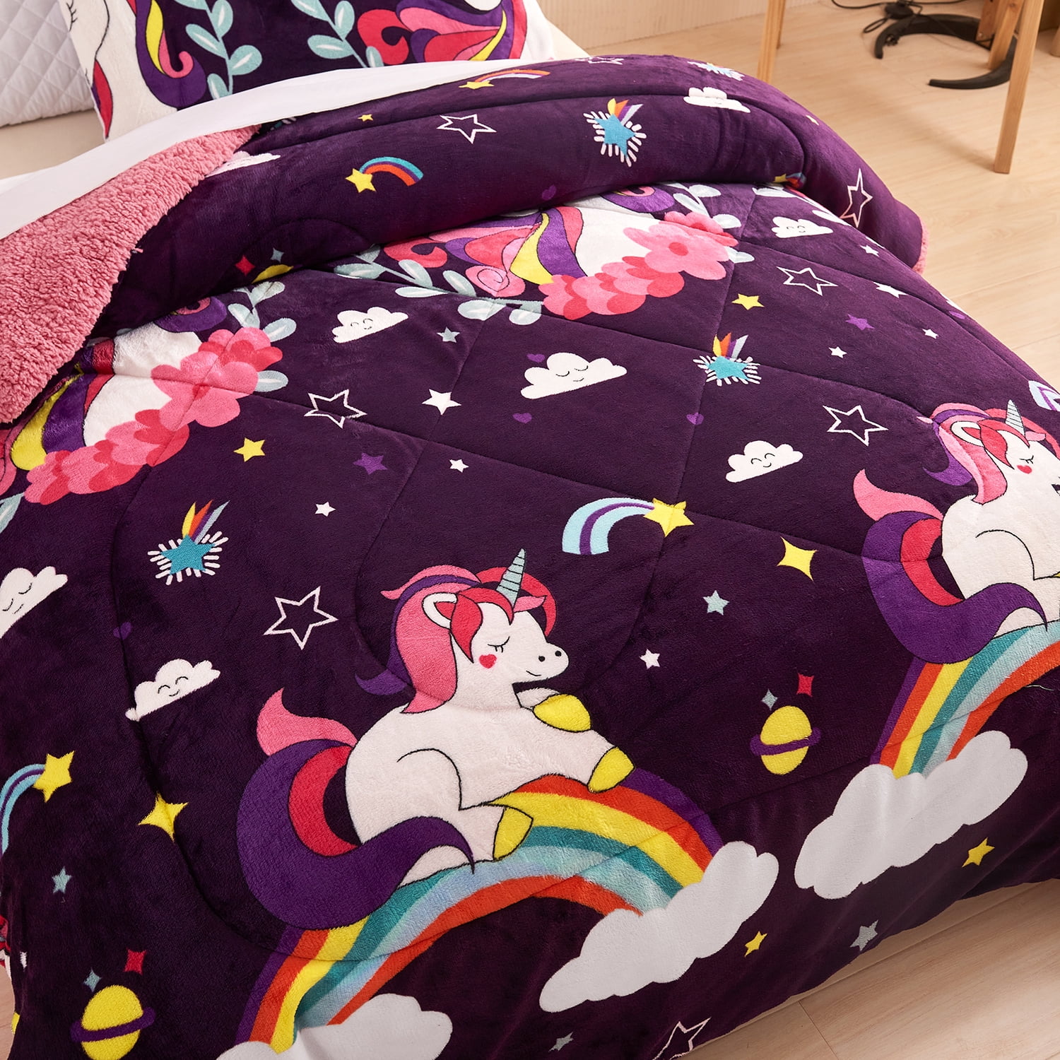 NC Sherpa Blanket Multi-color Reversible Bed Blankets Twin (Count 2)