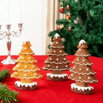 Dserfhy Gingerbread Christmas Tree Decoration Resin Gingerbread Tree Table Decor Christmas Collectible Figurine for Tabletop Home Office Mantel Centerpiece
