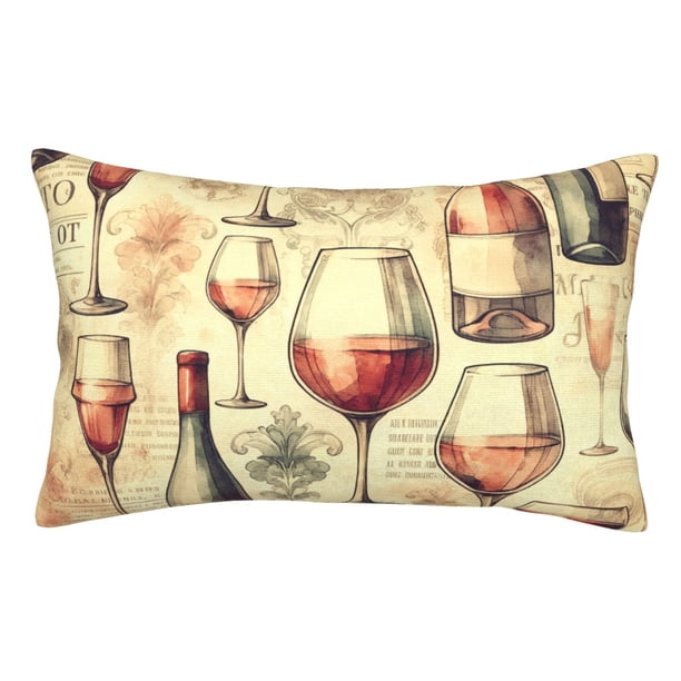 Balery Wine Funda de Cojín Estampada, Regalos para Mujeres, Regalos de Amor para Ella, Regalos para Novia o Esposa, Funda de Almohada-16"x24"