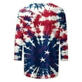 thumbnail image 5 of LYEAA Women Red White Blue 3/4 Sleeve T-Shirt Fourth of July USA Flag Print Round Neck Casual Cotton Top Independence Day Blouse Blue M, 5 of 5