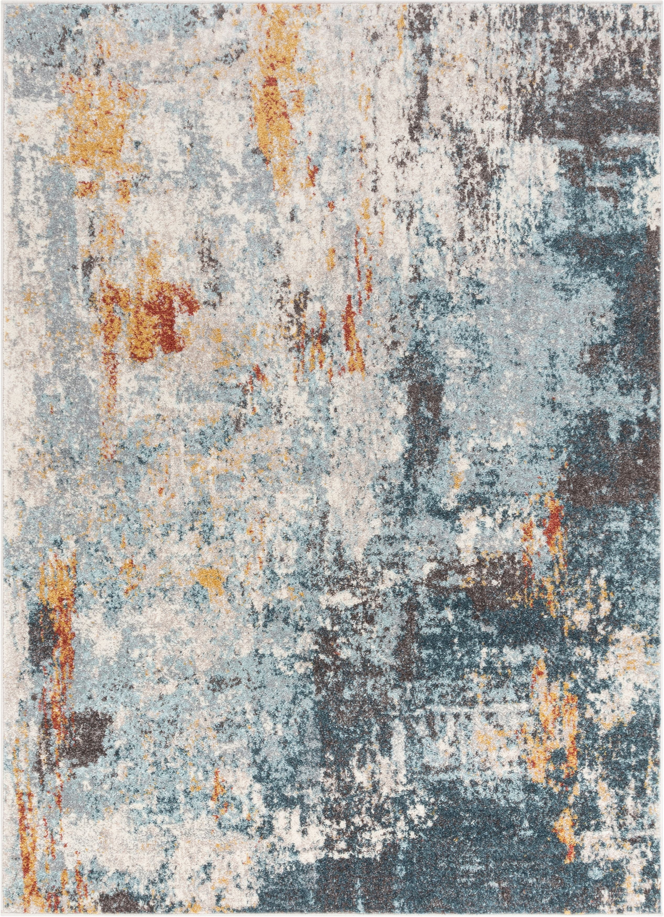 Sydney Nadine Blue Modern Abstract Distressed 5'3" x 7'3" Area Rug