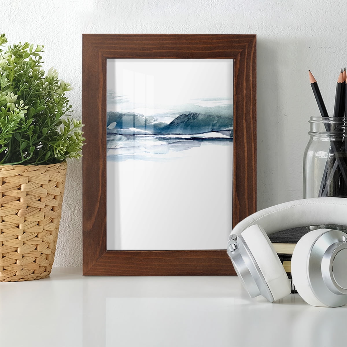 Stark Horizon I - Framed Print w/glass - Chestnut