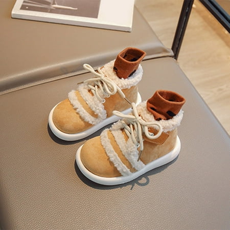 

Cathalem Rhinestone Toddler Boots Fashion Winter Children Boots Boys And Girls Flat Ankle Boots Lace Up Baby Snow Boots Girls Shoes Yellow 2.5 Years