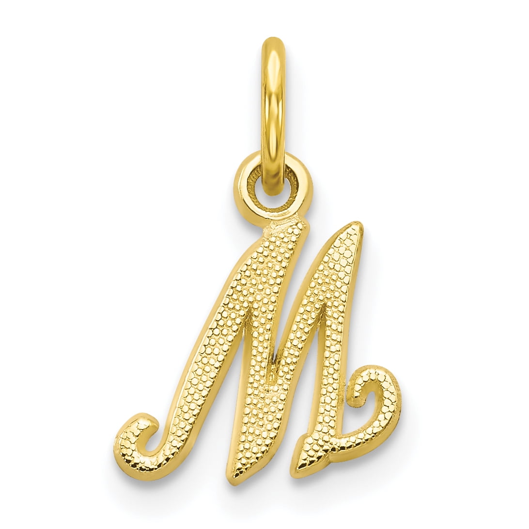 10K Yellow Gold Charm Pendant Themed Initial M 