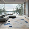 thumbnail image 2 of ODIKA 8'x10' Blue Beige Abstract Handwoven Design Washable Area Rug Modern Geometric Pattern with Unique Shapes for Dining Room, Large Office, Lounge, Non-Slip Chair-Friendly Mat, 2 of 7