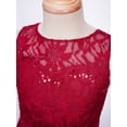 thumbnail image 5 of Zaldita Kids Girls Sequins Lace Junior Bridesmaid Dresses High-Low Chiffon Wedding Party Formal Gown Burgundy 8, 5 of 7