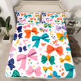 thumbnail image 2 of Homewish Cute Ribbon Bowknot Twin Sheet Sets 3pcs for Teens Adults Female,Colorful Bow Twin Fitted Sheet Microfiber,Dreamy Princess Breathable Flat Sheet,Super Cozy Room Decor, 2 of 7