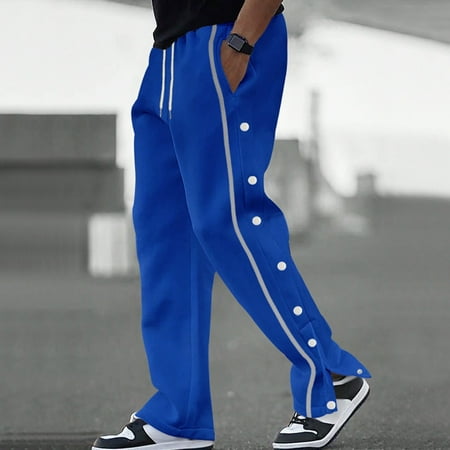 

KDJ Mens Jacquard Side Single breasted Patchwork Pants Fashion Versatile Trousers