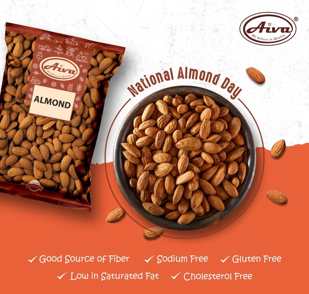 AIVA Natural Whole Raw Almonds - 25 lb Bulk (Grown in the USA Raw Almonds)