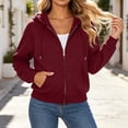 thumbnail image 6 of Fashion Zip Up Hoodie for Womens Pullover Plus Size Solid Color Pockets Zipper Long Sleeved Regular Top Hooded Sweatshirts Coat Outwear, 6 of 9