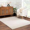 thumbnail image 4 of Hauteloom Heavenly Solid Shag Shaggy High Pile Area Rug 2' x 3' - Beige/Navy, 4 of 5