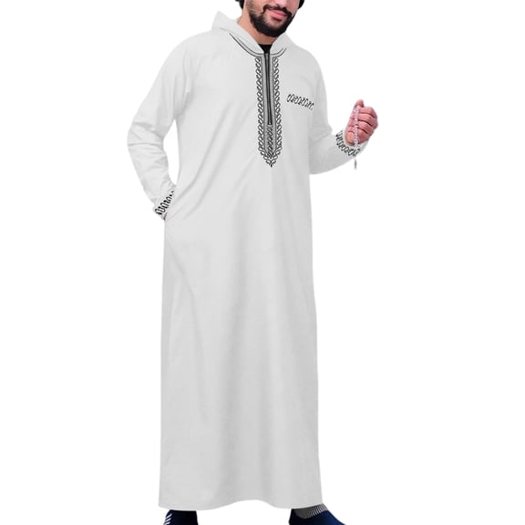 Islamics Clothing Men Robe Kaftan Muslims Man Moroccan Casual Long Dress Arabic Thobe Grown Middle East National Costume
