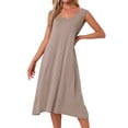 thumbnail image 1 of Camisón de algodón para mujer sin mangas, vestido largo de tanque, quimono de cuello redondo, pijamas de salón, camiseta de noche L Beige, 1 of 6