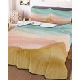 thumbnail image 3 of Quilts Full Size Bedding Set, Teal Pink Yellow Ombre Lightweight Quilted Comforter, Summer Beach Coastal Gradient Soft Reversible Bedspread Coverlet with Pillow Covers for All Season, 78" x 90", 3 of 7