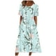 thumbnail image 2 of ICHUANYI ClearanceFashion Women Casual Sexy Round Neck Printing Summer Short Sleeve Pockets Dress(Light Blue, XL) ICHUANYI WER20232080500650, 2 of 8