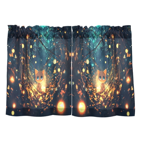 Linen Kitchen Curtains Cute Cat Pattern Tier Curtains Tier Kitchen Living Room Bedroom Balcony 2 Panels 27x24 Inch