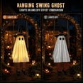 thumbnail image 5 of Halloween Light-Up Ghost Decorations Outdoor - 6 FT Hanging Swing Ghost Halloween Decor with Broomstick & Witch Hat, Spooky Cute Ghosts Decorations for Front Porch Yard Tree, 5 of 7