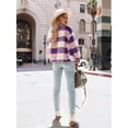 thumbnail image 5 of Women'S Casual Button Jacket Plaid Mohair Short Wool Thick Coat Top Blue  XL, 5 of 8