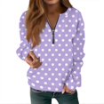 thumbnail image 4 of Women's Polka Dot Quarter Zip Sweatshirt Long Sleeve Casual Pullover Top for Fall Soft Relaxed Fit Sweatshirt, 4 of 6