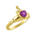 thumbnail image 3 of RYLOS Rings 14K Yellow Gold Claddah Love, Loyalty & Friendship Ring Heart 6MM Gemstone & Diamond Claddagh Rings July Star Ruby Jewelry Size 9, 3 of 7