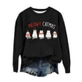 thumbnail image 2 of Christmas Cute Cat Sweatshirts for Women 2025 Long Sleeve Crewneck Funny Meowy Catmas Graphic Sweatshirt Pullover Tops, 2 of 5