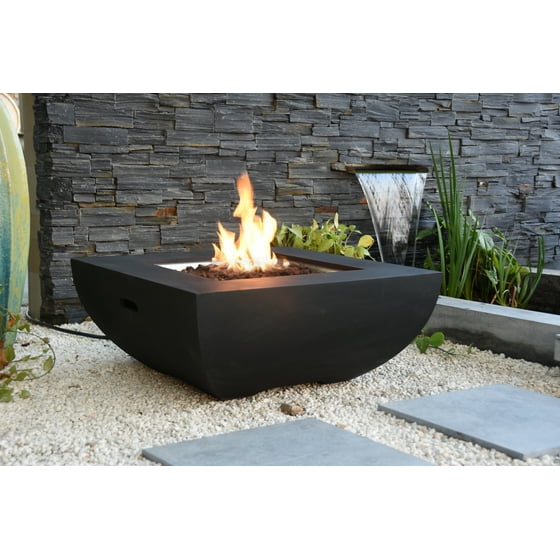 Modeno Outdoor Roca Fire Pit Table Grey Durable Round Bowl Modeno Outdoor Roca Fire Pit Table Grey Durable Round Bowl Glass Fiber Reinforced Concrete Propane Patio Place 34 Inches Electronic Ignition Cover