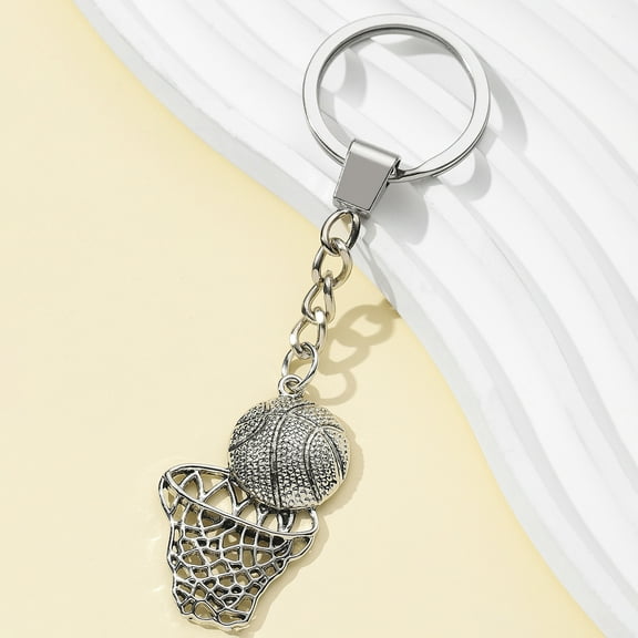 Hip-Hop Style Basketball Hoop Keychain Creative Basketball Game Peripheral Gift Key Ring Pendant