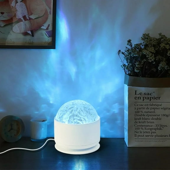New White Starry Sky Galaxy Ocean Wave Projector Light LED 16 Colors Night Light Remote Auto Rotate for Home Room Party Decor