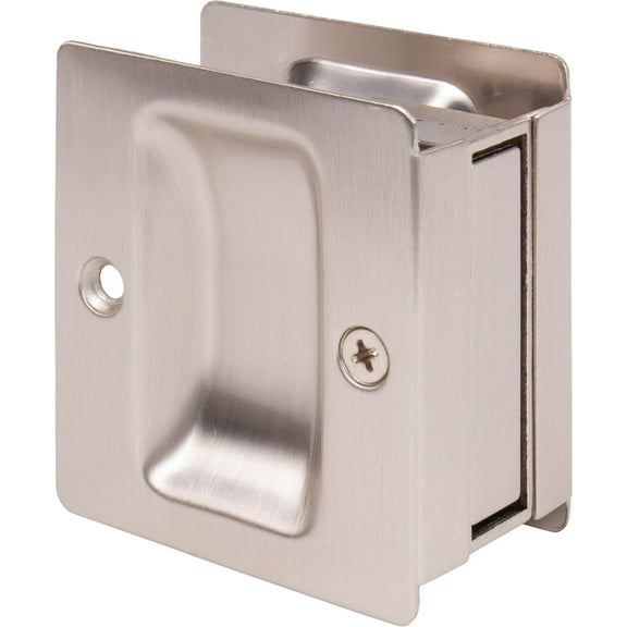 Premium Square Pocket Door Lock, Passage (Hall/Closet) Latch, Clear Pack, Satin Nickel by Stone Harbor Hardware
