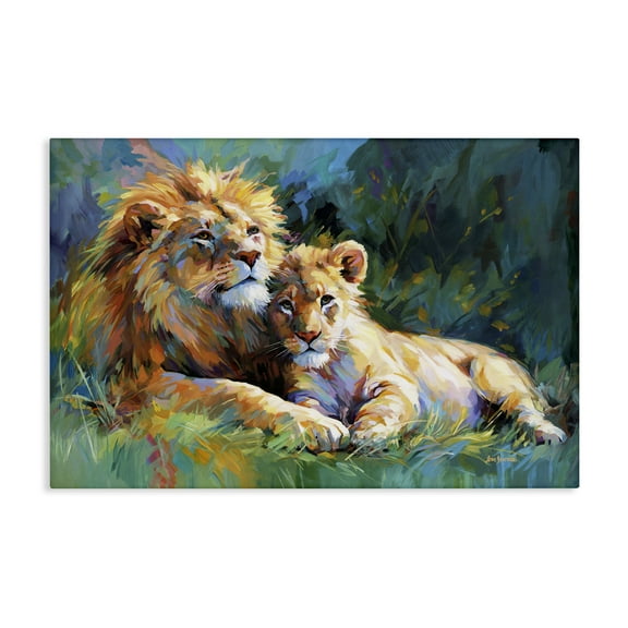 Stupell Industries Lion's Embrace Portrait Animals & Insects Painting Gallery Wrapped Canvas Art Print Wall Art, 24 x 16