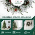 thumbnail image 4 of 2-Pack Pre-Lit Snow-Flocked Christmas Wreaths, Warm White LED Lights, Red Berries & Pine Cones, 8 Modes, Battery Operated (Snowy Green), 4 of 8
