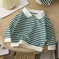thumbnail image 2 of Ruyang Kids Boys Striped Shirts Toddler Baby Cute Long Sleeve Lapel T-Shirts Fall Winter Thermal Warm Athletic Tops, 2 of 4